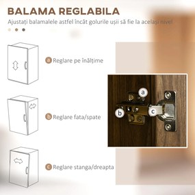 Dulap Modern HOMCOM cu 3 Sertare si Dulapioare din lemn, 80x40x178 cm | Aosom Romania