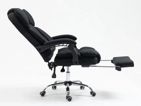 RESIGILAT- Scaun directorial, suport picioare, funcție recliner, textil, Negru