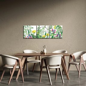 Tablou - Flori de pajiște pictate (cu ceas) (90x30 cm)