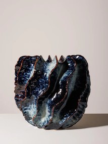 Vaza albastra din ceramica Meandre