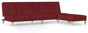 3080543 vidaXL Canapea extensibilă cu 2 locuri şi taburet, roșu vin, textil