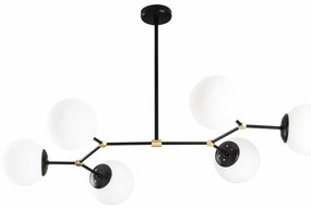 Lustra 6 Becuri Damar - 6321, Soclu E27, Max. 40W, Culoare Negru / Alb