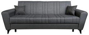 Canapea extensibila Zoe, 3 locuri, material textil, gri, lada depozitare