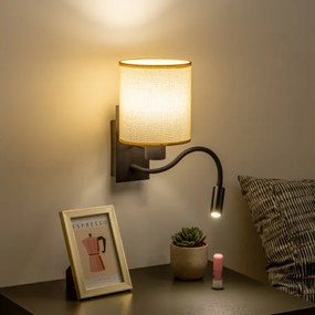 Lampă LED de perete Brilagi NUBILA 1xE27/25W/230V + LED/3W negru/maro deschis