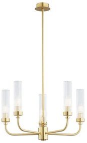 Candelabru 5 brate, alama periata, sticla canelata PRESTON 2196