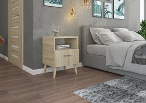 Noptiera cu sertar, 40x53x37 cm, Logan, ADRK Furniture (Culoare: Alb)