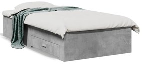 3280422 vidaXL Cadru de pat cu sertare, gri beton, 100x200 cm, lemn prelucrat