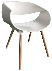 Scaun design Rufus alb, polipropilena, picioare lemn