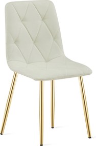 Scaun Bucatarie/Dining Fido ,Picioare Aurii, Textil Bej