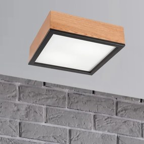 Plafonieră OAK SQUARE 2xE27/15W/230V 31x31 cm stejar/negru