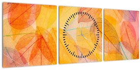 Tablou - Fundal frunze de toamnă (cu ceas) (90x30 cm)