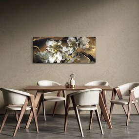 Tablou - Flori de orhidee pe fundal de marmură (120x50 cm)
