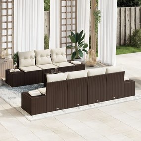 vidaXL Set de canapele pentru grădină 8 pcs Maro Rattan poli