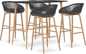 vidaXL Set mobilier de bar, 5 piese, negru și gri