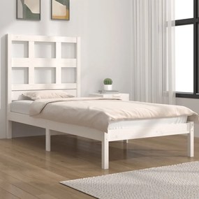 vidaXL Cadru de pat fără saltea, alb, 90x200 cm, lemn masiv pin