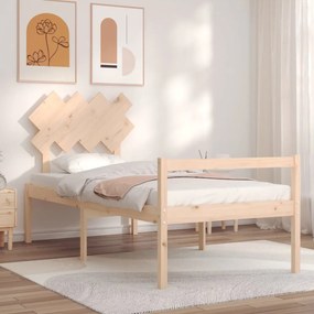 3195531 vidaXL Cadru de pat senior cu tăblie, 90x200 cm, lemn masiv
