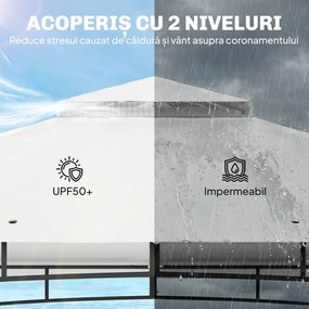 Outsunny Foișor 3 x 3.6 m, Acoperiș Dublu UPF50+ cu Plasă, Crem | Aosom Romania