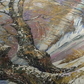 Tablou cu peisaj de iarnă pictat (90x60 cm)
