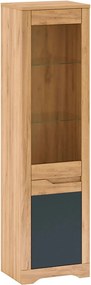 Vitrina FIDEL A1, stejar artisan/gri grafit, PAL laminat/sticla, 55x42