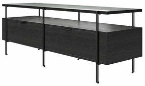 Comodă TV neagră cu aspect de stejar 140x50 cm Wainwright - Queer Eye