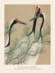Reproducere Cranes (Special Edition Japandi Vintage) - Kamisaka Sekka, (30 x 40 cm)