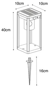 Lampă de podea pentru exterior gri închis 40 cm cu LED și lumină reglabilă pe solar - Sonne