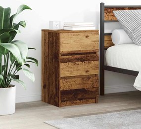vidaXL Noptiere cu 3 sertare 2 buc Lemn vechi 39x35x65 cm