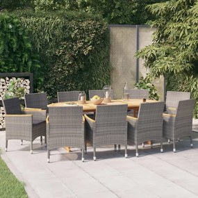 3103603 vidaXL Set mobilier de grădină cu perne, 11 piese, gri