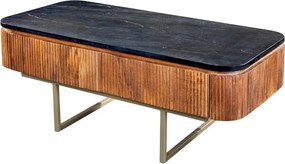 Masuta design retro Gatsby 110cm Mango/ marmura neagra