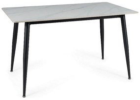 Masa RION, ceramica/metal, alb/negru mat, 130x70X76 cm