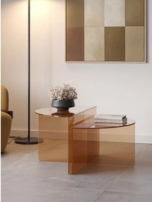 Măsuțe de cafea maro 2 buc. rotunde din sticlă ø 80 cm Velta – MOME