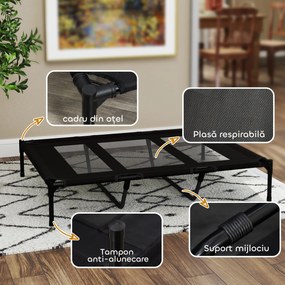 PawHut Pat Înălțat pentru Câini de Talie Mare cu Zonă Respirabilă și Geantă 122x92x23 cm Negru | Aosom Romania