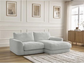 Colțar gri deschis cu tapițerie din chenille (cu colț pe partea dreaptă/cu șezlong) Leonore – Bobochic Paris