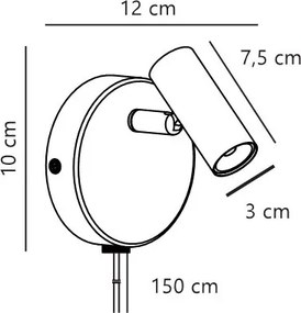 Aplica de perete cu spot LED directionabil Omari Round negru