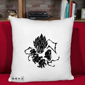Perna Personalizata Dragon Ball Goku Super Saiyan Silueta, 40x40 cm, Alb Pufos, Husa Detasabila, Perna Inclusa, BEKZ®
