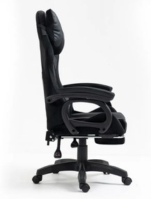 JAKS Scaun de gaming piele ecologică neagră Student