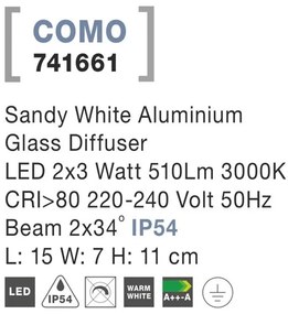 Aplica LED ambientala de exterior IP54 COMO alba NVL-741661