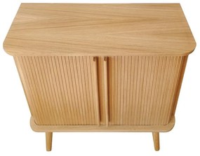 Comodă în culoare naturală înaltă cu aspect de lemn de stejar cu ușă glisantă 83x95 cm Rove – Woodman