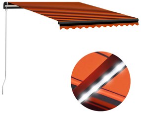 Copertina retractabila manual LED portocaliu si maro 300x250 cm portocaliu si maro, 300 x 250 cm