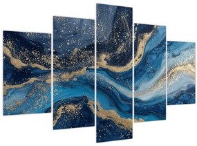 Tablou - Marmură abstractă albastru-aurie (150x105 cm)