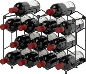 HOMCOM Suport pentru sticle Design geometric în fagure, Negru | Aosom Romania