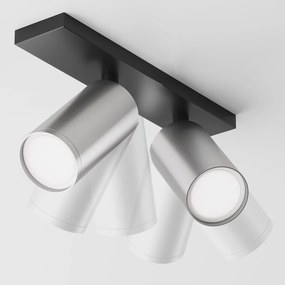 Aplica de perete / tavan cu 2 spoturi directionabile design tehnic Focus S negru, argintiu