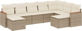 vidaXL Set canapele de grădină, 9 piese, cu perne, bej, poliratan