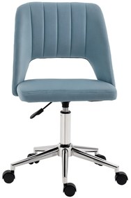 Vinsetto Scaun de birou, Înălțime ajustabilă Scaun de birou fără brațe, Drehbar Bürostuhl cu aspect de catifea, Scaun de schmink ergonomic pentru dormitor, birou acasă, Albastru | Aosom Romania