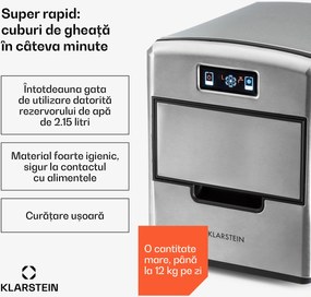 Klarstein METROPOLITAN, aparat pentru producerea gheții, 12 kg / 24 h, display digital