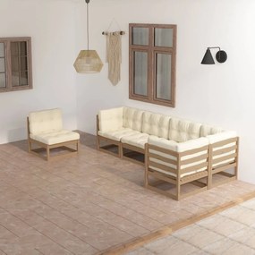3076637 vidaXL Set mobilier de grădină cu perne, 6 piese, lemn masiv pin
