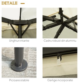 Outsunnu Foisor cu Acoperis Dublu si Perdele cu fermoar - 3x4m - Alb, Crem | Aosom Ro