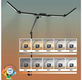 Lampă LED flexibilă birou, dimabilă, 24W, 230V, 3000-6500K, CRI 92, negru