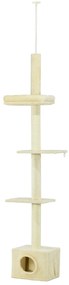 PawHut Copac de pisici stalp de zgariat inaltime reglabila dim. 440L x 31P x 240 - 270H cm 4 nivele de activitati cu asezare | Aosom Romania