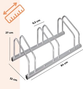 Jurhan Suport pentru 3 biciclete BIKE, 84x32x27cm, argintiu